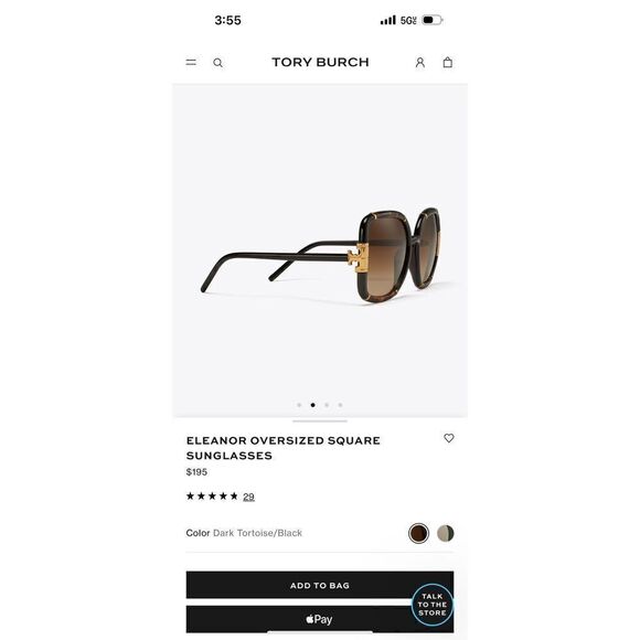 Tory burch Eleanor oversized square sunglasses ty7022 tan black gold - Picture 3 of 13